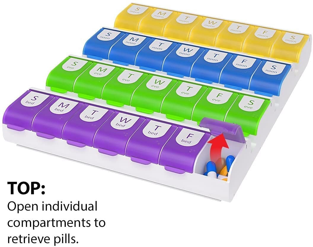 Ezy Dose Weekly 7-Day Medtime Medicine Pills Organizer, XL, 4 Pack