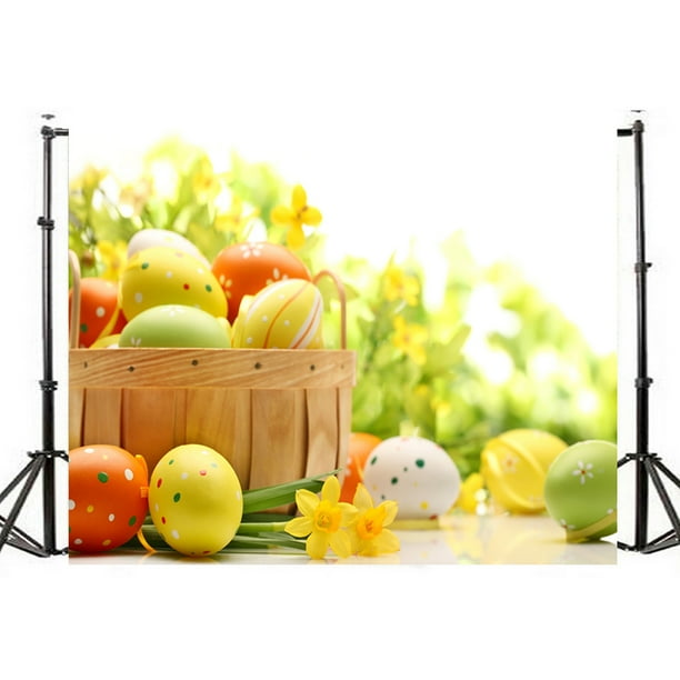 Tema de Pascua Fotografía Fondo Huevos Conejo Flores Pastizales Bebé Niño Telones de fotos para Phot Abanopi Telones de fondo