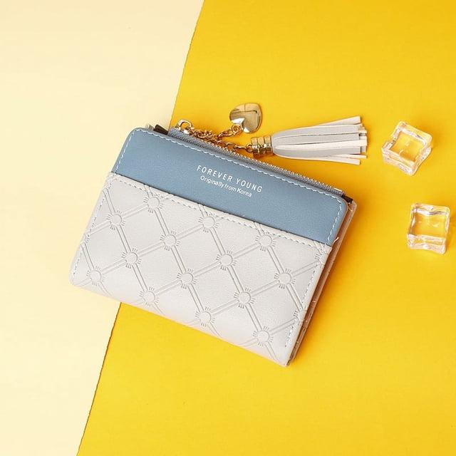 Cartera corta con cremallera para mujer, estilo cartera con borlas, monedero sencillo que combina con todo, bolso de mano para mujer