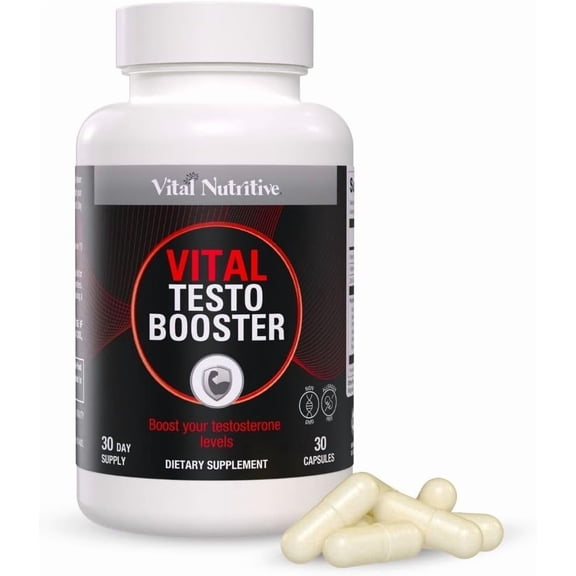 Vital Testo Booster - Natural Testosterone Support Supplement for Men | Promotes Energy, Stamina, and Vitality | Men’s Health | Made in USA | 30 Days Supply