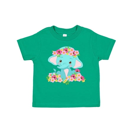 

Inktastic Cute Baby Elephant with Flowers Boys or Girls Toddler T-Shirt