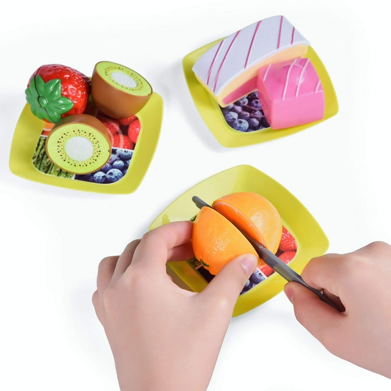 FUN LITTLE TOYS 40 PCs Play Food for Kids Kitchen, Play Kitchen  Accessories, Toy Foods with Cutting Fruits and Fast Food for Pretend Play,  Kids Birthday Gifts 