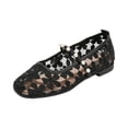 thumbnail image 2 of CHWshoes Square Toe Lace Ballet Crochet Flats Women Closed Toe Shoes Comfortable Dressy Walking Shoes，Black Size 36, 2 of 6