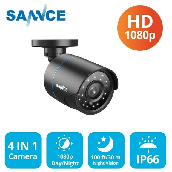 SANNCE 4-in-1 1080p Security Analog Camera with 100 ft Night Vision, CCVT Indoor/Outdoor Home Surveillance Camera for AHD/TVI/CVI/CVBS, IP66 Waterproof & Night Vision