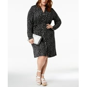 Michael Michael Kors Plus Size Printed Shirtdress Black 1X