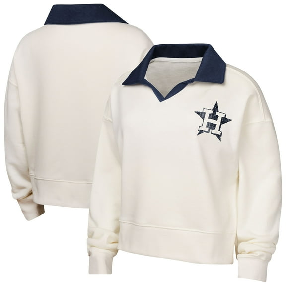 Girls Youth White Houston Astros Ballpark Hit Collared V-Neck Pullover Sweatshirt