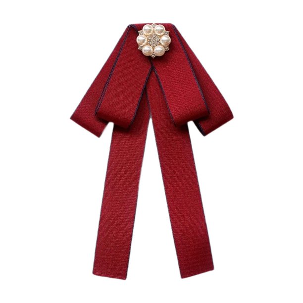 Pajarita para mujer, preatada, regalo de joyería, broche de cuello de moda para mujer, cinta Rojo