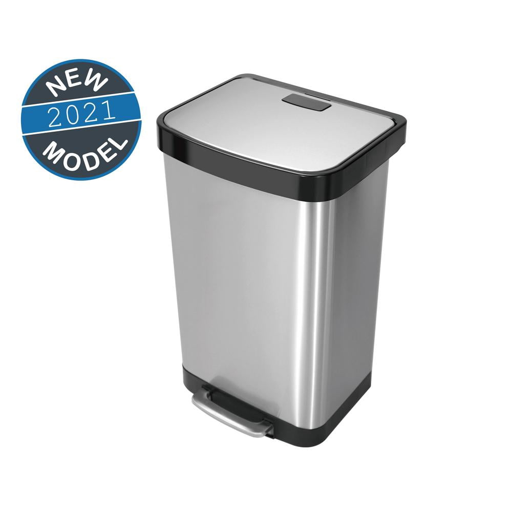 50l Stainless Steel Rectangular Step-on Trash Can