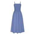 thumbnail image 5 of Taqqpue Women Summer Dresses Solid Color Spaghetti Strap Sleeveless Smocked Midi Dress High Waist Casual Square Neck Tiered A Line Long Sundress with Pockets, 5 of 8