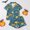 Blue, variant on Women Halloween Pajama Set Short-Sleeve Button-Down Shirt and Shorts Sleepwear Spooky Pumpkin Ghost Graphic Loungewear Outfit for Fall Season Relaxing