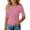 Pink, variant on Shirts for Girls Half Sleeve Ribbed Boat Neck Fitted Plain Stretch Casual Lettuce Trim Tops (5-16y)