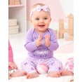 thumbnail image 6 of KIMI BEAR Preemie Baby Girl Layette Set Shower Gift Sets 3 Packs Romper Pants Sets Long Sleeves Bodysuit with Hat Headband Gloves 9pcs Clothing Purple, 6 of 8