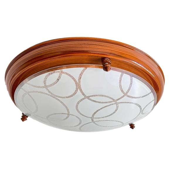 Lámpara De Techo Luz Ideal, Plafón 450 Madera Grande Círculos.
