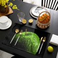 thumbnail image 3 of Light Green Fruit Placemats Set of 4, Modern Minimalist Decor Black Background Placemats for Dining Table, Place Mats for Kitchen Tabletop, Waterproof Wipeable Dining Table Mats Set, 3 of 9