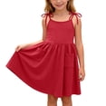 thumbnail image 2 of Tdoqot Toddler Halter Girls Sundress- Cute Casual Sleeveless Summer Princess Dresses with Pockets Red Size 8 T, 2 of 9