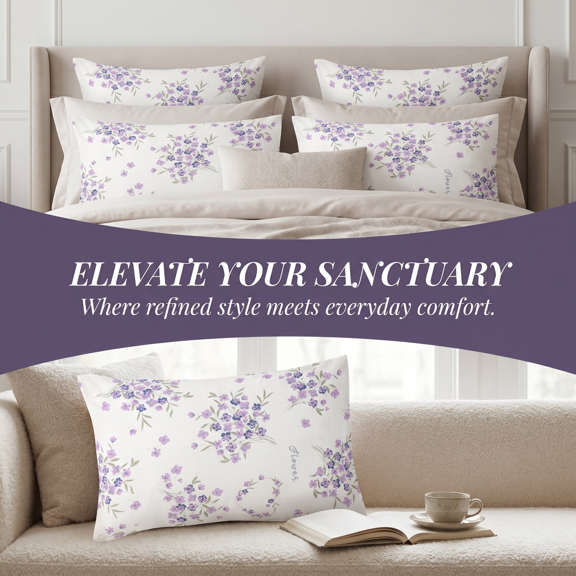 Unique Bargains 2 Pack Pillowcase Smooth Envelope Closure Wrinkle Resistant Purple D