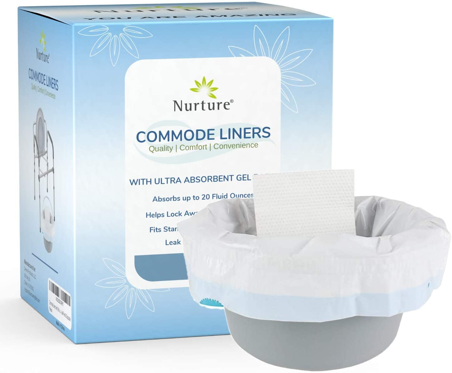 Ultra-Absorbent Disposable Commode Liners (20 Fl Oz Absorbency) | Extra Thick Leak-Proof Bags for Bedroom and Bathroom Toilets, Commodes and Buckets – Elderly, Sick, Nurses & Caregivers – 24 Pack