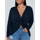 thumbnail image 5 of Camiseta de manga larga para mujer Cuello en V Torcido Irregular Tallas grandes Casual Tops Abanopi Camiseta mujer, 5 of 7