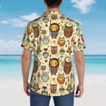 thumbnail image 4 of Bingfone Men's Short Sleeve Button Down Shirts Hawaiian Cute Owls Printed Beach Shirt, 4 of 7