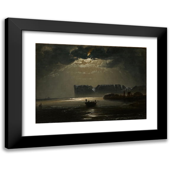 Peder Balke 14x11 Black Modern Framed Museum Art Print Titled - The North Cape by Moonlight (1848)