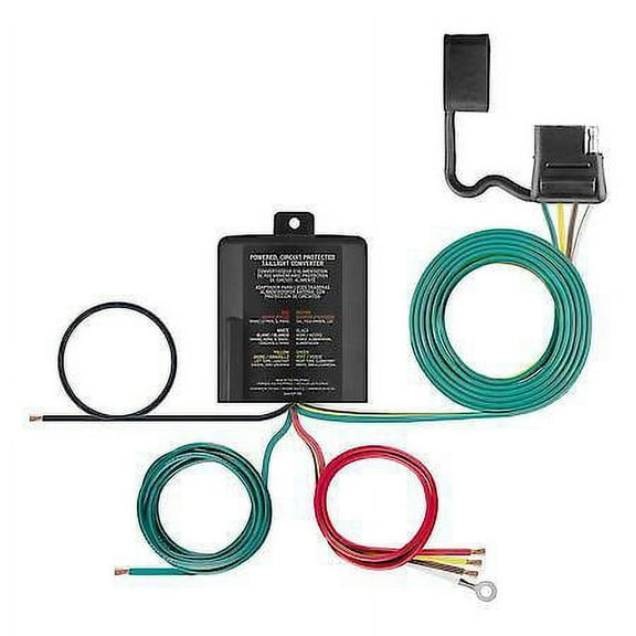CURT 56496 Weather-Resistant Powered 3-to-2-Wire Splice-in Trailer Tail Light Converter, 4-Pin Wiring Harness