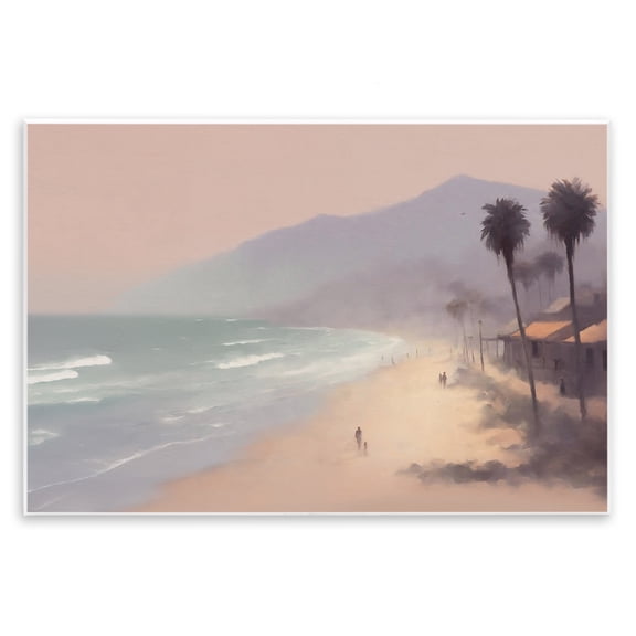 Stupell Industries Beachside Cabins View Landscape & Nature Painting Unframed Art Print Wall Art, 15 x 10