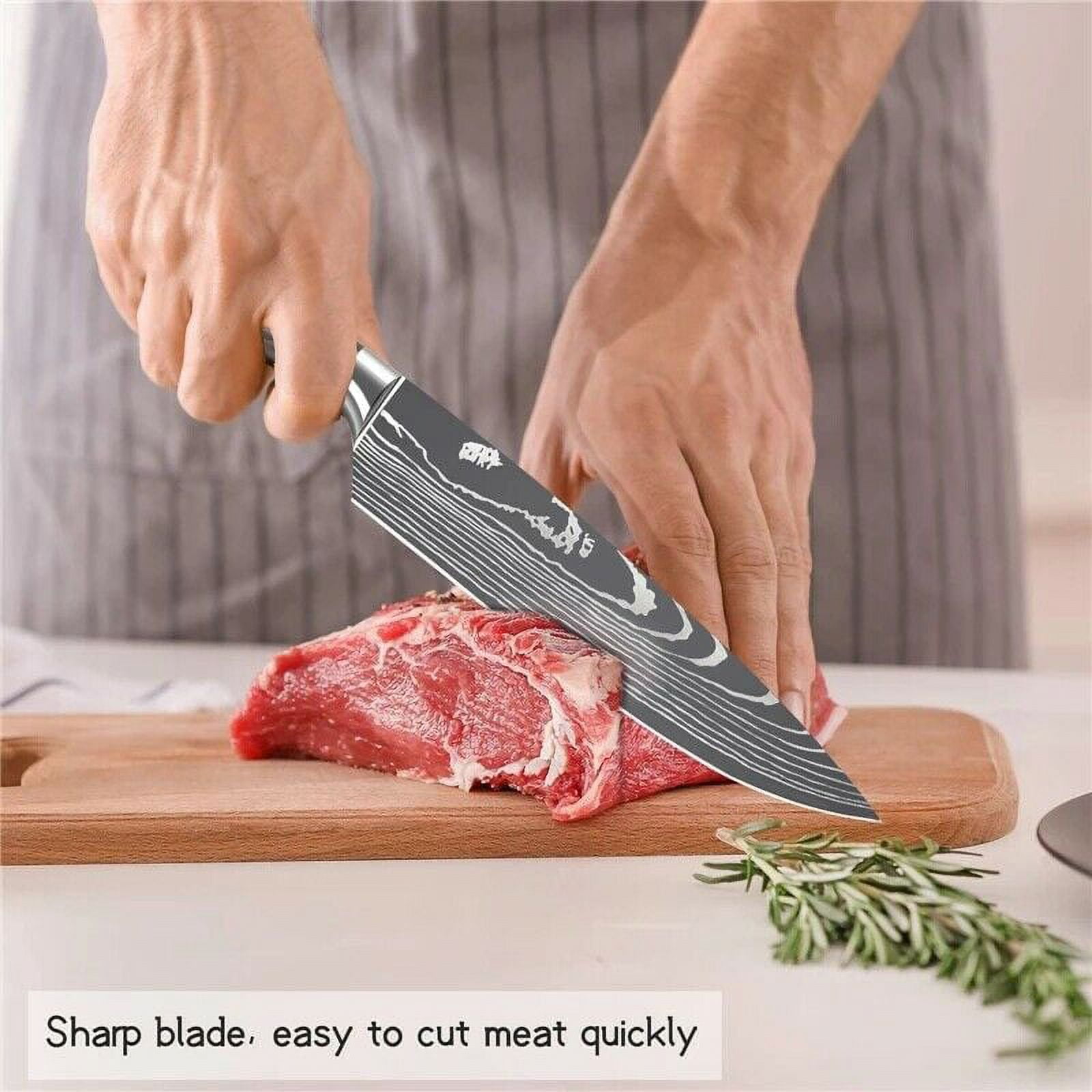 Kitchen Knife Set Super Fast Sharp Wear-free Slicing Meat Knife Full Set  Stainless Steel Kitchen Knife Combination A for restaurants/supermarkets