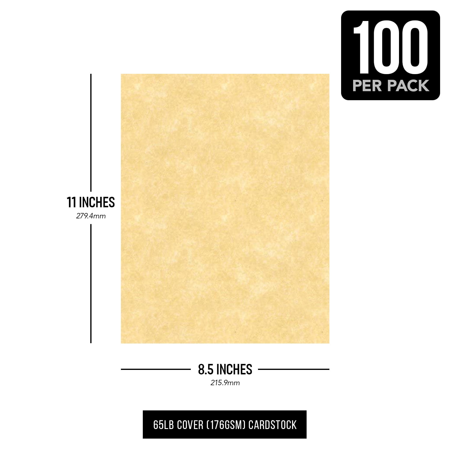 New Champagne Stationery Parchment Recycled Cardstock Paper | 65lb Cover (176gsm) Card Stock | 8.5” x 11” inches | 100 Sheets per Pack