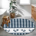 thumbnail image 3 of Farmhouse Blue Plaid Round Area Rug 3Ft Washable Small Circle Rugs for Kitchen Entryway, Vintage Country Cock Checkered Non-Slip Carpet Floor Mats Indoor Outdoor Carpet Runner Aesthetic Home Decor, 3 of 8