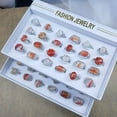 thumbnail image 4 of HOOUN Wholesale Mixed Red Agate Lots 100pcs Charm Natural Stone Silver P Lady's Rings, 4 of 5