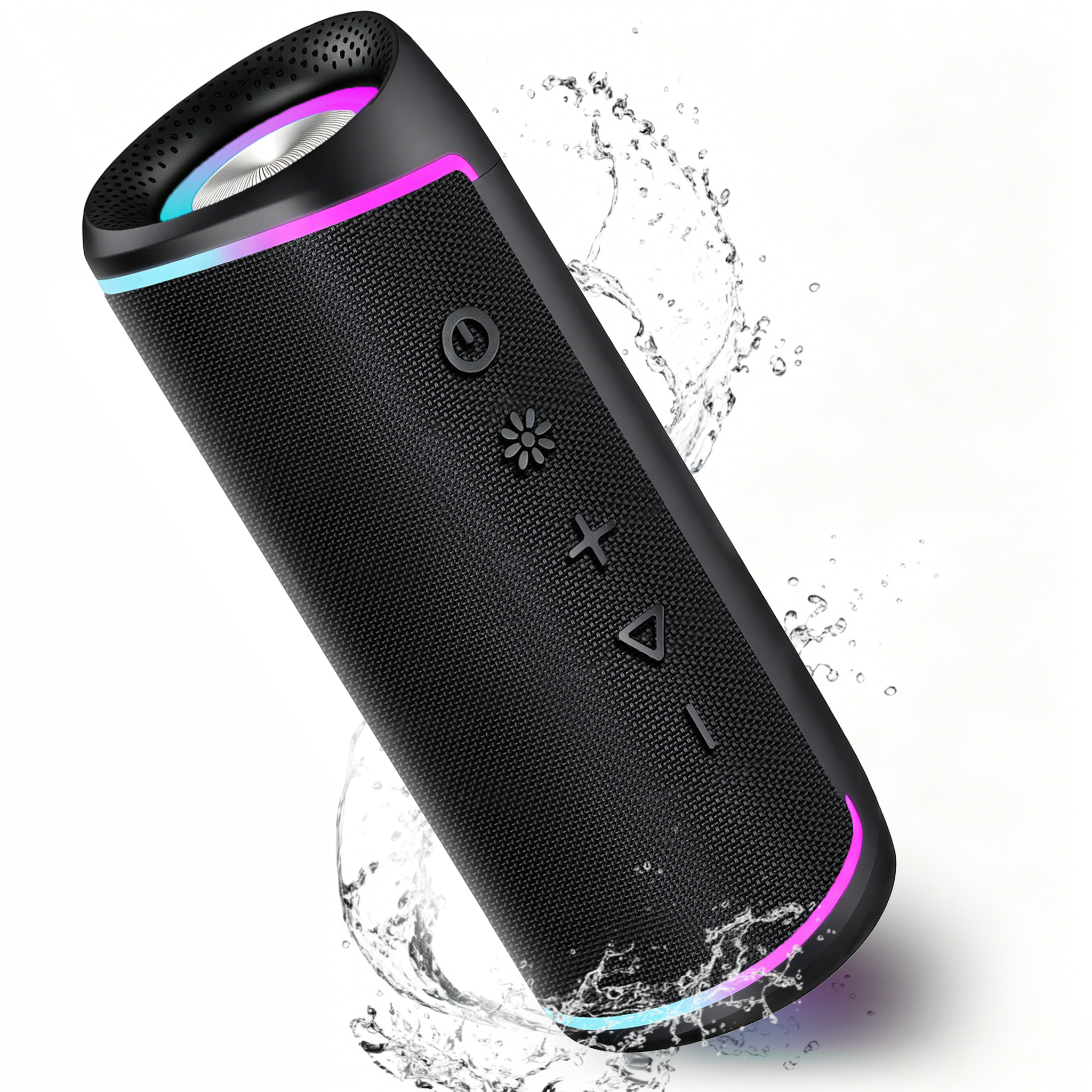 Portable Bluetooth Speaker with RGB Lights, IPX6 Waterproof Wireless Speaker 10H Playtime, Outdoor Loud Speaker with TWS Pairing for Bike Beach Party Home, Black