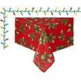 thumbnail image 6 of Christmas Tablecloth Red Festive Holly Fabric Tablecloth 60 x 144 Rectangle St. Nicholas Square, 6 of 6