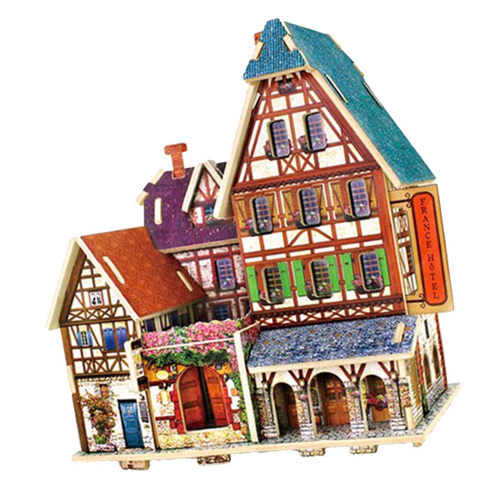 1:24 DIY Miniatures Dollhouse France Hotel Furniture Kit Birthday Xmas Gifts 