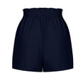 thumbnail image 5 of Audhol Womens Linen Shorts! Linen Shorts for Women High Waisted Cotton Shorts Wide Leg Drawstring Pants Elastic Waist Short Pants with Pockets Linen Shorts for Women Navy L, 5 of 5