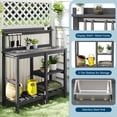 thumbnail image 2 of FOOWIN HDPE Outdoor Potting Table, Garden Potting Bench Table with Sink, Gray, 2 of 8