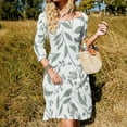 thumbnail image 3 of Seamless Sage Green Leaf Pattern Womens Summer Dress Tie Back A Line Flare Dress, 3 of 9