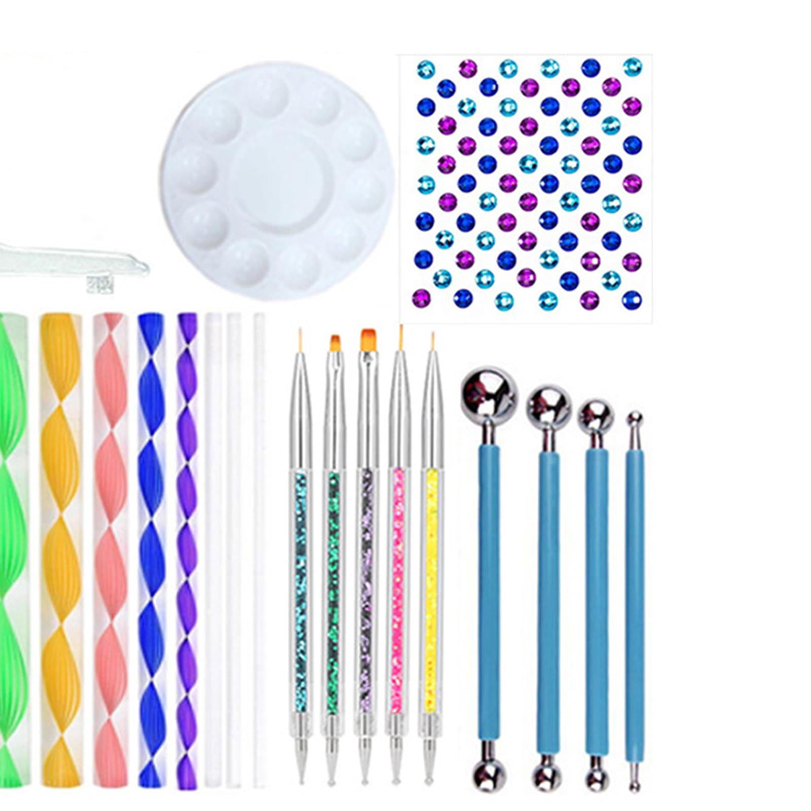 GUOOL 34PCS Mandala Dotting Tools Set Mandala Stencil Ball Paint Tray for Painting Rocks, Coloring, Drawing And Drafting with Gemstone Sticker