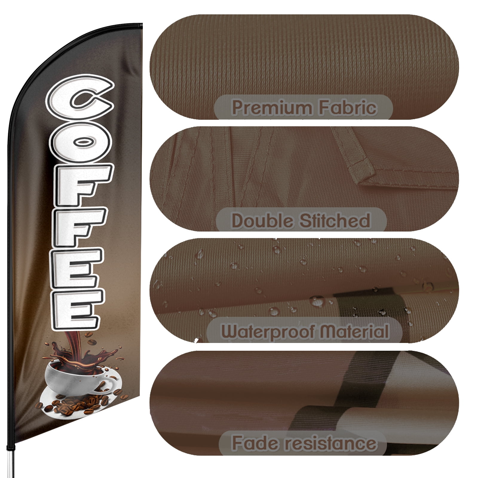 Coffee Sign Feather Flag ,8FT Coffee outdoor advertising flag, Coffee Business Sign,Coffee Swooper Flag（FLAG ONLY）