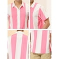 thumbnail image 6 of MODA NOVA Big & Tall Men's Beach Striped Button Down Color Block Shirts Pink White XLT, 6 of 6