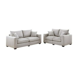 Bobkona Modern Linen-Like Fabric 2-Piece Love Couch Living