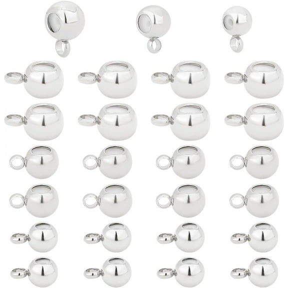 45pcs 3 Sizes Stop Beads 925 Sterling Silver Plated Spacer Beads Metal Slide Stopper Beads Locator Rings Pendant Beads Brass Tube Beads for Necklace Bracelet