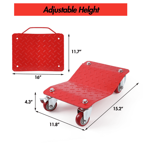 Heavy Duty Car Dolly Set – 6,000 lbs Total Capacity, 16"x12" Anti-Skid Steel Plates, 360° Rotating Nylon Wheels – 4-Piece Set