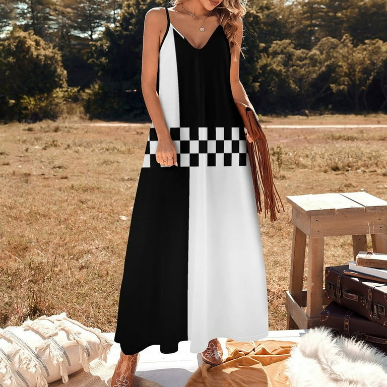 Mod Ska Black White Colour Block Sleeveless Dress prom clothes dress summer  - Walmart.com