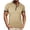 Khaki, variant on Men’s Short Sleeve Round Neck T-Shirt Front Placket Contrast Color Cuffs Summer Top