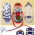 thumbnail image 1 of DIY Shoe Lace Tying Board - Learn to Tie Your Shoe Laces Wooden Puzzle Peg Board for Kids Ages 3 and Up  Shoe Lace Training Learning Activity Set, 1 of 7
