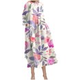 thumbnail image 2 of Qiopertar Vente de Liquidation Robe Décontractée Plissée à Poches Manches Courtes Col Rond Imprimé Mode Taille Haute Mi-Mollet Offres de la Semaine Moins de 5$, 2 of 7