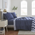 thumbnail image 1 of Riley Home Ensemble de Draps en Flanelle, Bleu Marine, Grand Lit, 1 of 4