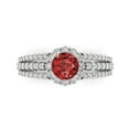 thumbnail image 2 of 1.76ct round cut red natural garnet 18k white gold halo Bridal Wedding Engagement Promise Anniversary Ring for Women size 6.25, 2 of 7