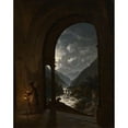 thumbnail image 2 of Carl Gustaf Plagemann 15x18 Gold Ornate Wood Frame and Double Matted Museum Art Print Titled - Moonlit Rapids (1847), 2 of 4