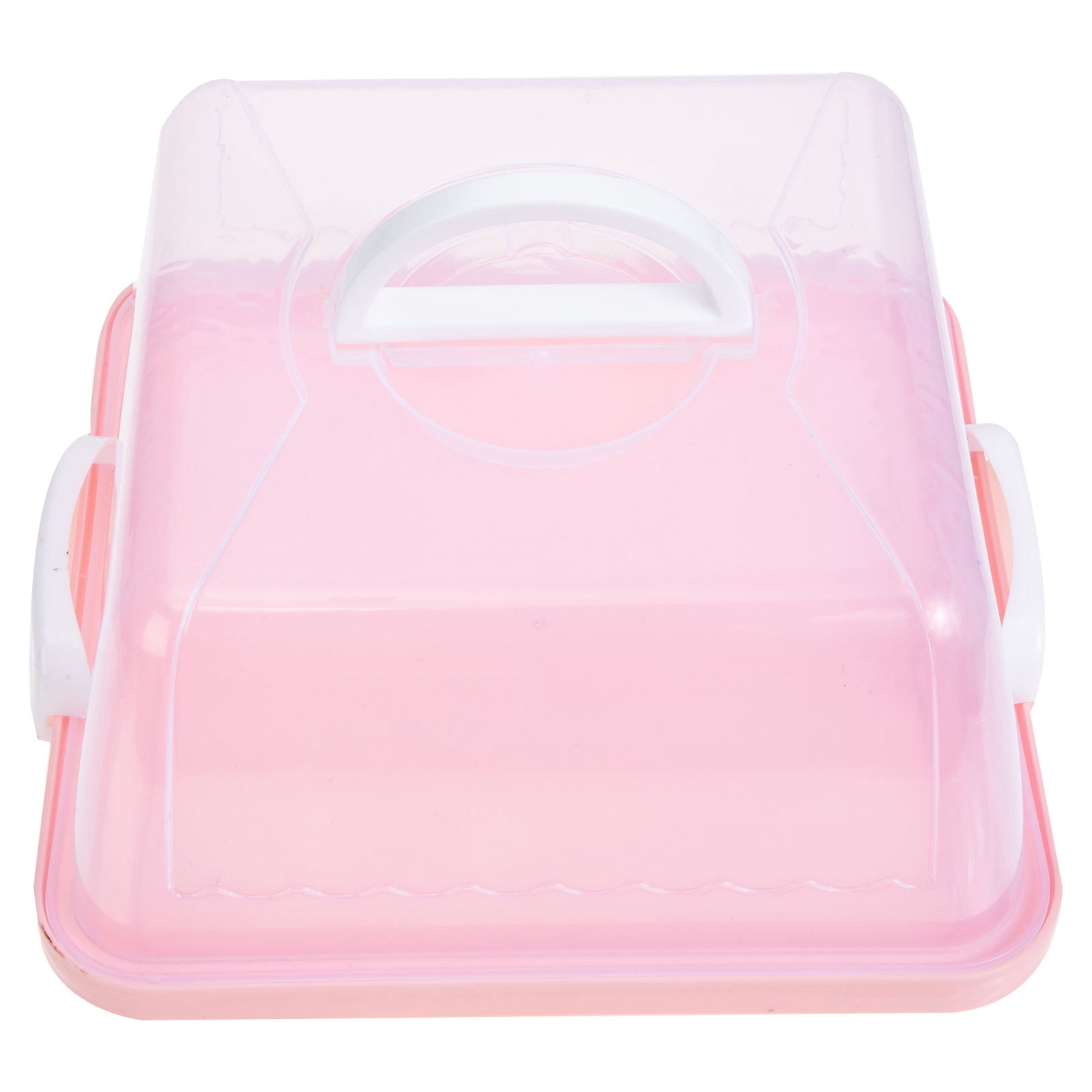 IBASETOY 8'' Square Cake Box Portable Dessert Carrier, Plastic Portable Bread Box With Handle, Small Clear Cake Packing Container For Transparent (25x25x12cm)